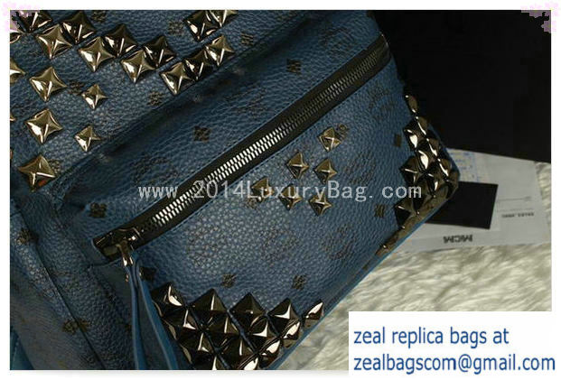 High Quality Replica MCM Stark Backpack Jumbo in Calf Leather 8100 RoyalBlue